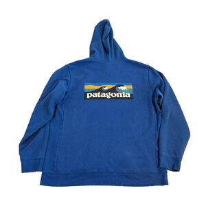Patagonia Men’s P-6 Logo Hoodie Blue Pullover Sweatshirt Size XXL
